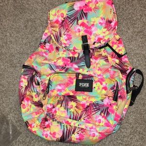 NWOT Pink Victoria’s Secret Palm & Floral Backpack